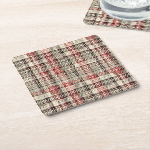 Eine Weihnachts-Tartan-Blumen-Designserie #2 Rechteckiger Pappuntersetzer