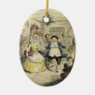 Eine Weihnachtscarol-Verzierung - Fezziwigs Ball Keramikornament