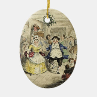 Eine Weihnachtscarol-Verzierung - Fezziwigs Ball Keramikornament