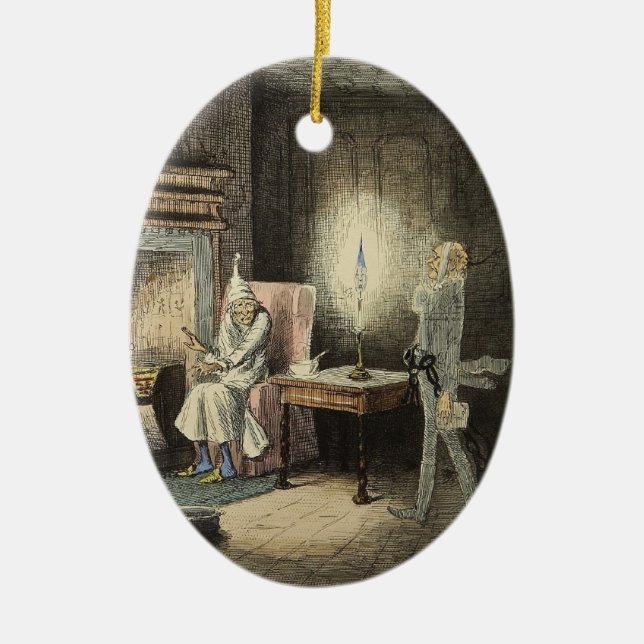 Eine Weihnachtscarol-Verzierung Keramikornament (Vorne)