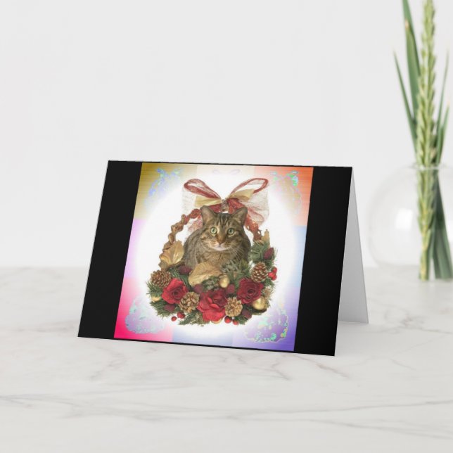 Eine Weihnachtsfett-Katze Feiertagskarte (Vorderseite)