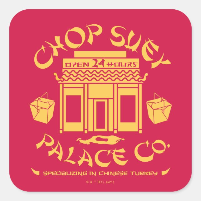 Eine Weihnachtsgeschichte | Chop Suey Palace Co. Quadratischer Aufkleber (Vorderseite)