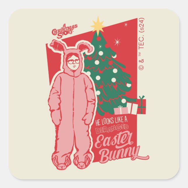 Eine Weihnachtsgeschichte | Deranged Oaster Bunny Quadratischer Aufkleber (Vorderseite)