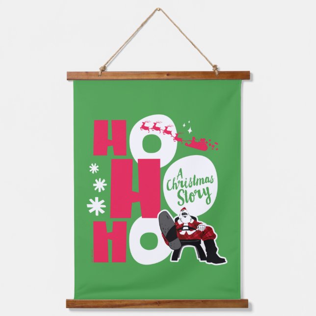 Eine Weihnachtsgeschichte | Ho Ho Ho Wandteppich Mit Holzrahmen (Vorderseite)