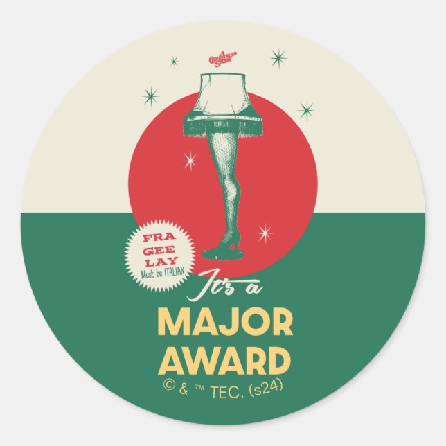 Eine Weihnachtsgeschichte | Leg Lamp Major Award Runder Aufkleber (Vorderseite)