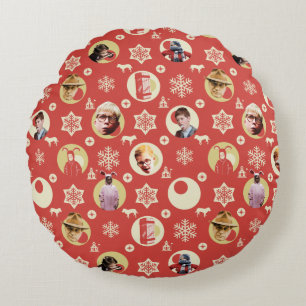 Eine Weihnachtsgeschichte Retro-Snowflake-Muster Rundes Kissen
