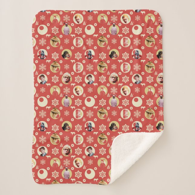 Eine Weihnachtsgeschichte Retro-Snowflake-Muster Sherpadecke (Vorderseite)