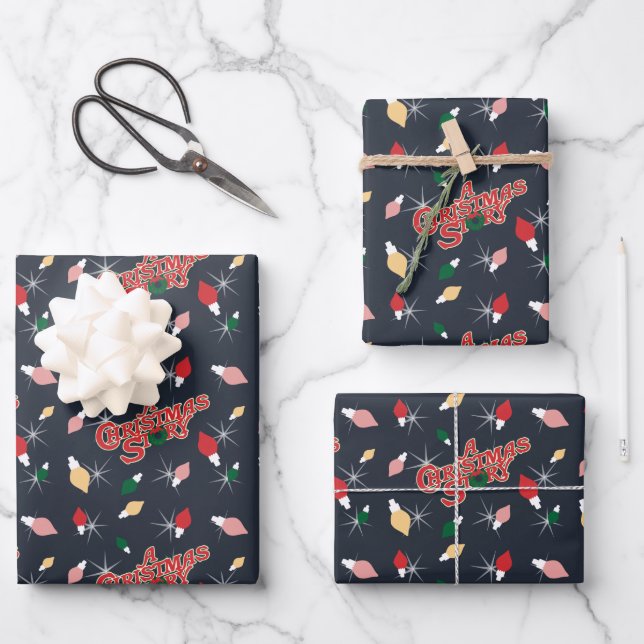 Eine Weihnachtsgeschichte | Weihnachtslichtmuster Geschenkpapier Set (Vorderseite)