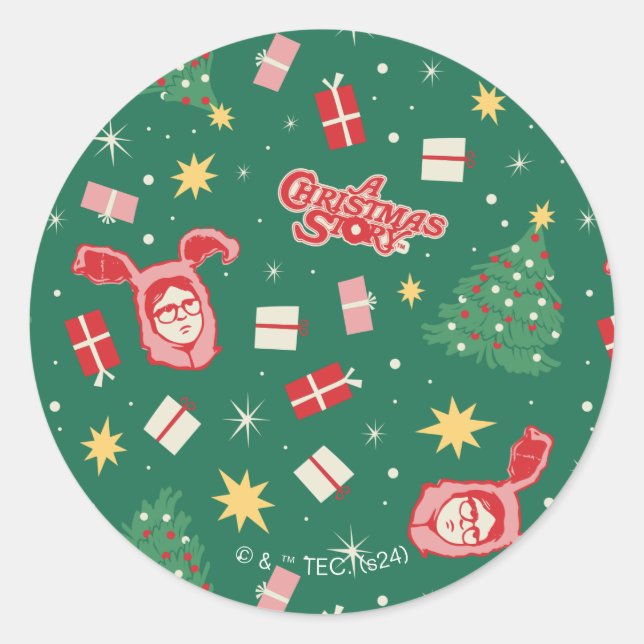 Eine Weihnachtsgeschichte | Weihnachtssymbol Muste Runder Aufkleber (Vorderseite)