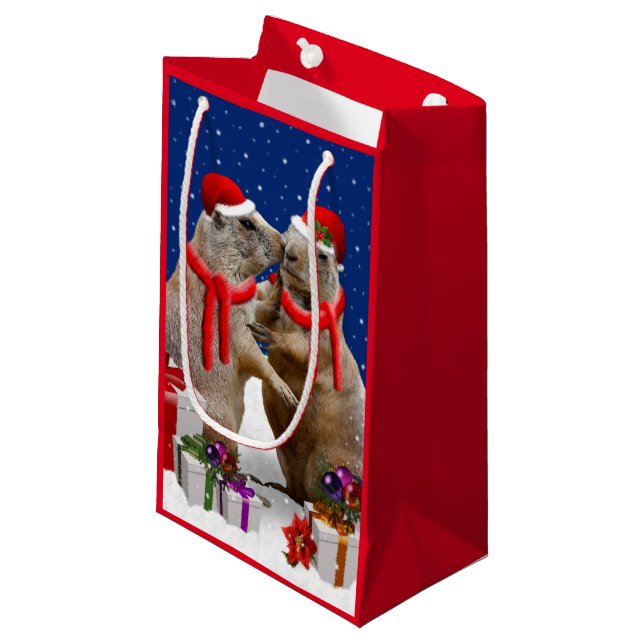 Eine Weihnachtskiss-Geschenktasche Kleine Geschenktüte (Vorderseite Schrägansicht)