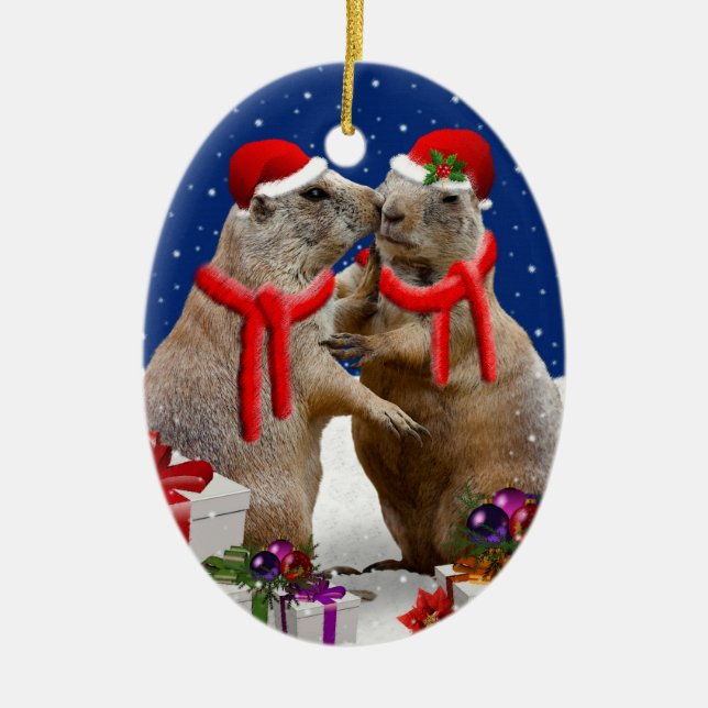 Eine Weihnachtskuss-Verzierung Keramik Ornament (Vorne)