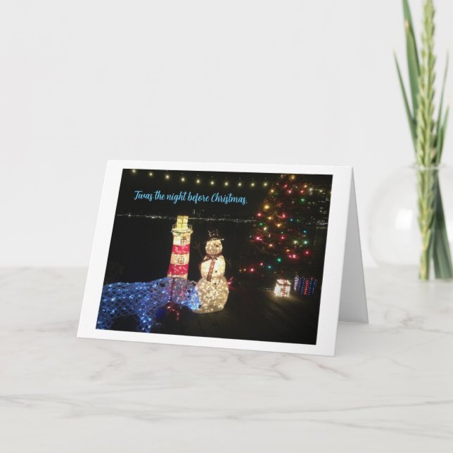Eine Weihnachtsszene am Merritt-See-Dock Dankeskarte (Vorderseite)