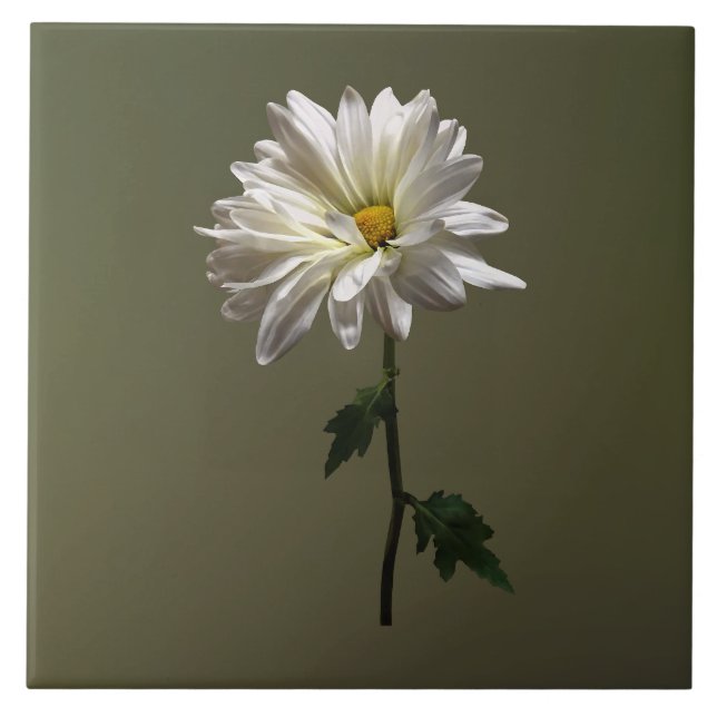 Eine weiße Daisy Fliese (Vorderseite)
