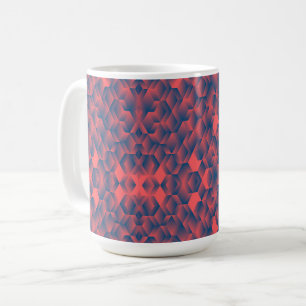 Eine weiße Tasse zeigt ein lebendiges geometrische
