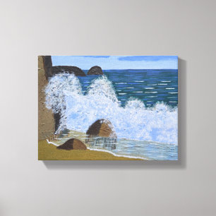 Eine Welle bricht am Strand Leinwanddruck