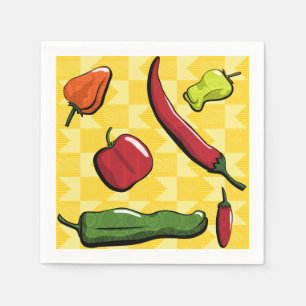 Eine Welt der Chili-Paprikaschoten Papier Napkins Serviette