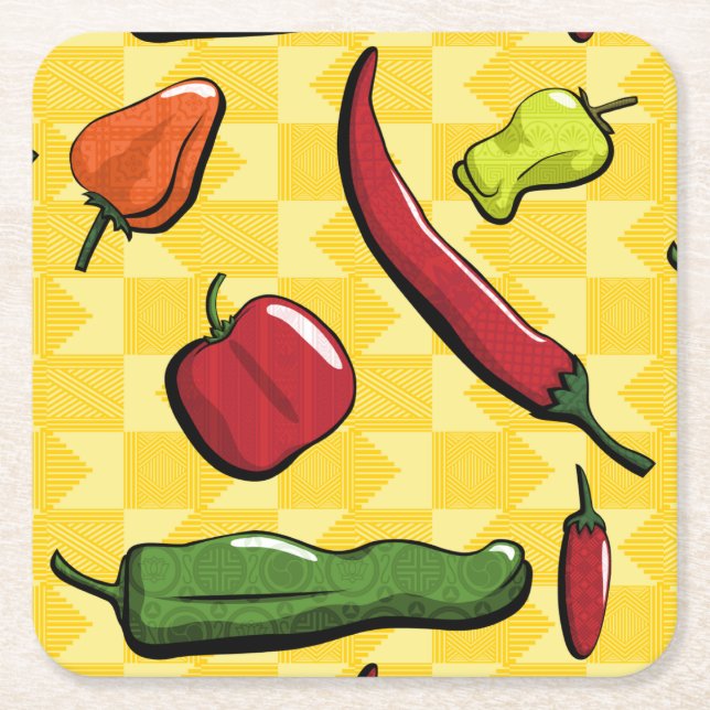 Eine Welt der Chili Paprikaschoten Papier Unterset Rechteckiger Pappuntersetzer (Vorderseite)