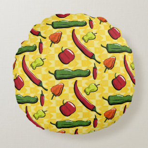 Eine Welt der Chili Paprikaschoten Rund Kissen
