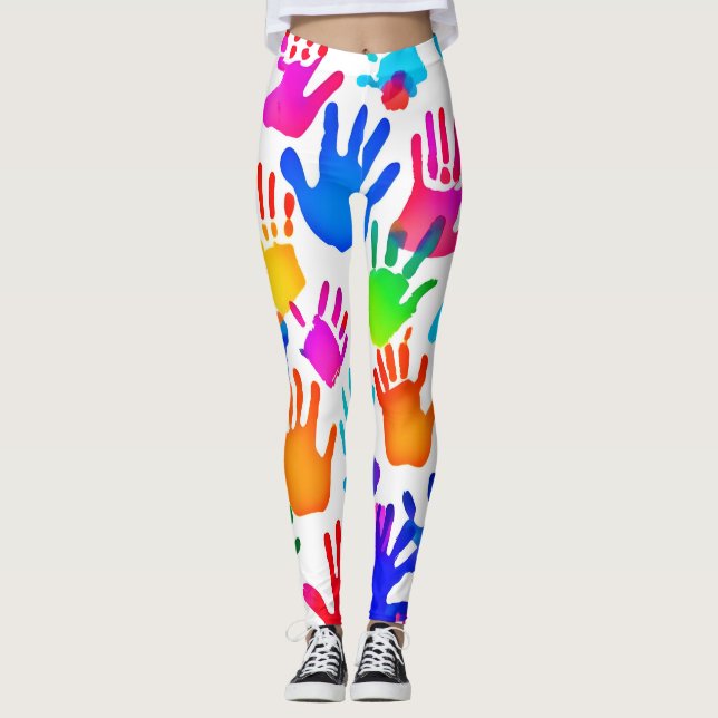 Eine Welt der Hände in Farbe Leggings (Vorderseite)