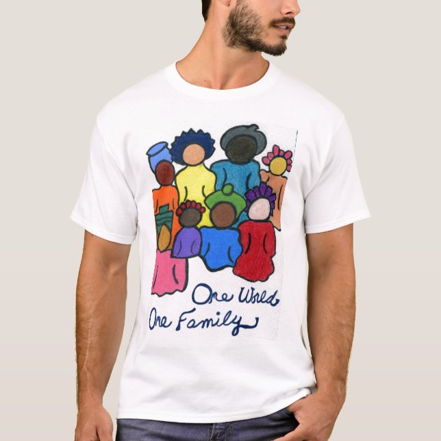 Eine Welt, eine Familie interrazial multikulturell T-Shirt (Vorderseite)