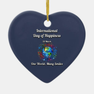 Eine Welt lächelt oft. Glückstag. Keramik Ornament