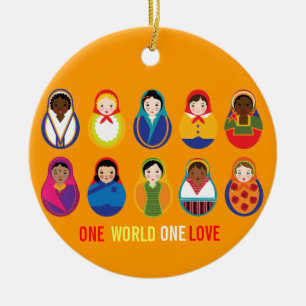 Eine Welteine Liebe-multikulturelle Verzierung Keramik Ornament