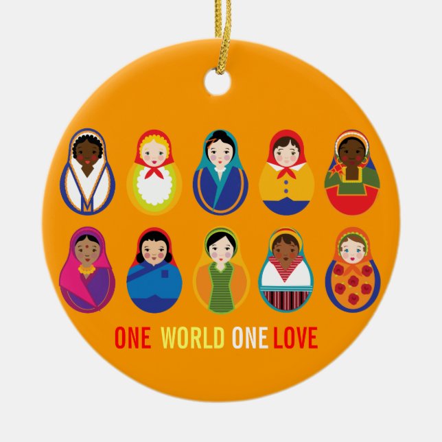 Eine Welteine Liebe-multikulturelle Verzierung Keramik Ornament (Vorne)