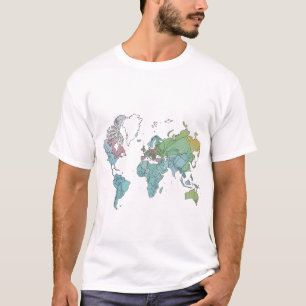 Eine Weltkarte mit sauberen Kontaktlinien T-Shirt