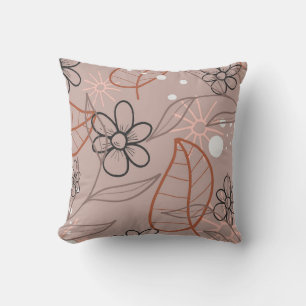 Eine Whimsical-Blume und Blätter drucken Kissen