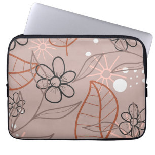 Eine Whimsical-Blume und Blätter drucken Laptopschutzhülle