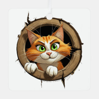 Eine Whimsikkatze mit hellgrünen Augen Pech Ornament Aus Metall
