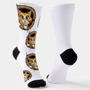 Eine Whimsikkatze mit hellgrünen Augen Pech Socken