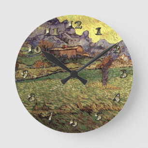 Eine Wiese in den Bergen - Van Gogh Runde Wanduhr