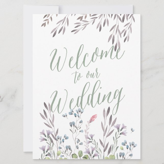 Eine Wildblume Hochzeit - Begrüßungszeichen Einladung (Vorderseite)