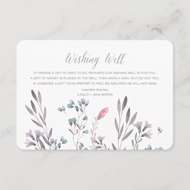 Eine Wildblume Hochzeit wünscht sich gut Begleitkarte (Vorderseite)
