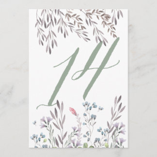 Eine Wildblumen-Hochzeitstisch Nr. 14 doppelseitig Einladung