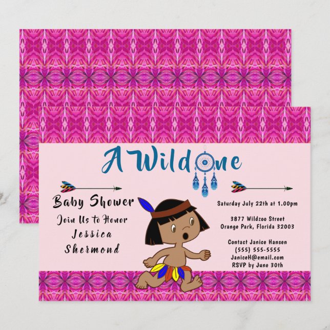 Eine wilde 1-Baby-Dusche, Tribal-Pfeile Abstrakt r Einladung (Vorne/Hinten)