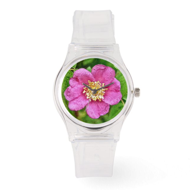 Eine wilde Rose Armbanduhr (Vorderseite)