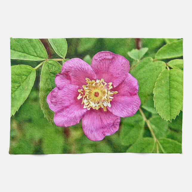 Eine wilde Rose Geschirrtuch (Horizontal)
