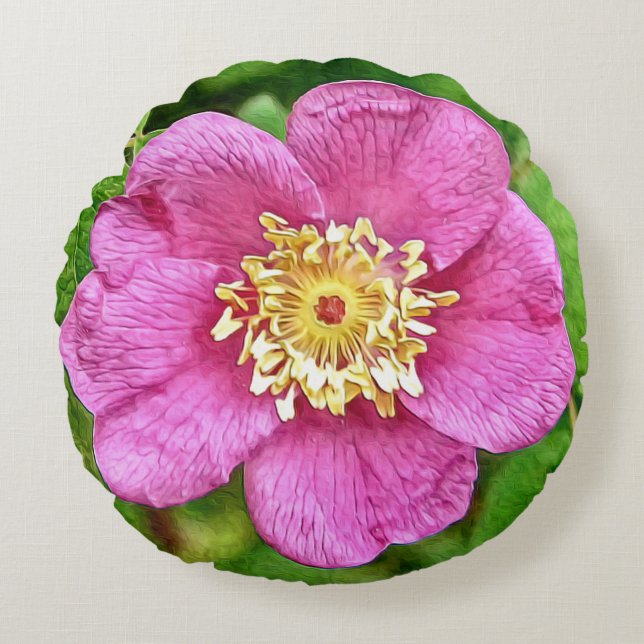 Eine wilde Rose Rundes Kissen (Vorderseite)