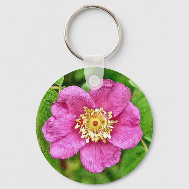 Eine wilde Rose Schlüsselanhänger (Vorderseite)