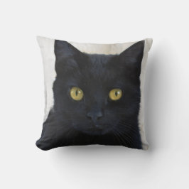Eine wilde schwarze Katze Gesichtsbild, Katzenlieb Kissen