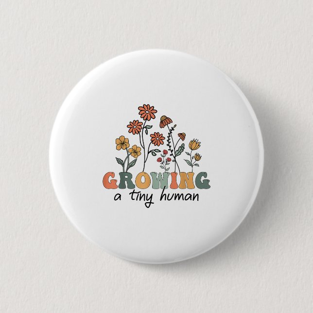 Eine winzige menschliche Blume T-Shirt Funny Preg  Button (Vorderseite)