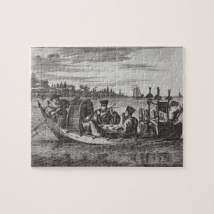 Eine wohlhabende Mandarine, die in einem Boot,