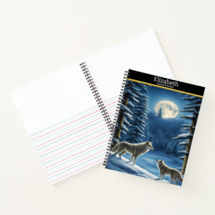 Eine Wolfserenade unter dem Vollmondlicht Notizbuch