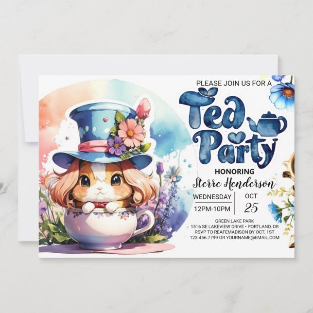 Eine Wunderland Tea Party Dusche für Jungen Einladung (Vorderseite)