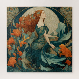 Eine wunderschöne Art Nouveau Meerjungfrau mit rot