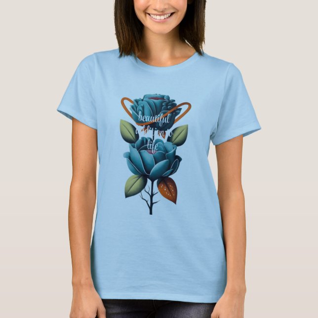 eine wunderschöne blaue Rose mit Herzsymbol T-Shirt (Vorderseite)