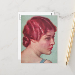 Eine wunderschöne Frau mit roten Haaren im Jahr 19 Postkarte