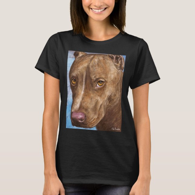 Eine wunderschöne rote Nose Pit Bull Malerei T-Shirt (Vorderseite)